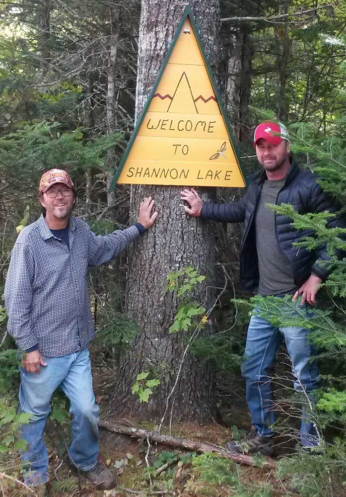 Gord and Hank and sign to Shannon Lake camp